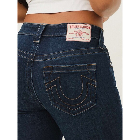 TRUE RELIGION WOMEN’S JENNIE MID RISE CURVY SKINNY JEAN BLACK SIZE 30 - Picture 1 of 7